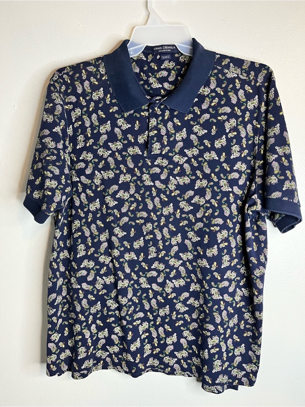 Daniel Cremieux Navy Blue Polo Paisley Print Cotton Men Size XXL